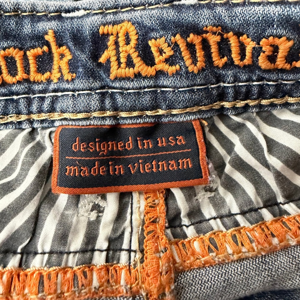 Rock Revival Abrienda Low RIse Cropped Jeans Size 26 Embellished Flap Pocket - Picture 7 of 14